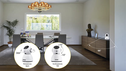 Vimar 46239.040A WiFi motor color camera compatible with Alexa, HD resolution 1080, motion sensor functions and sending notifications, "View Product" app for Android and iOS.