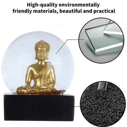 Snow globe water ball Buddha statue crystal ball desktop ornament decorations for home office tabletop decor (Buddha statue)