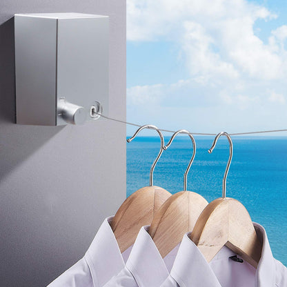 MUYIRTED Retractable Clothesline 2 Pack, 4.2m Stainless Steel Clothesline, Wall Mount, Silver, Space Saving, Drying Line for Balcony, Bathroom, Laundry