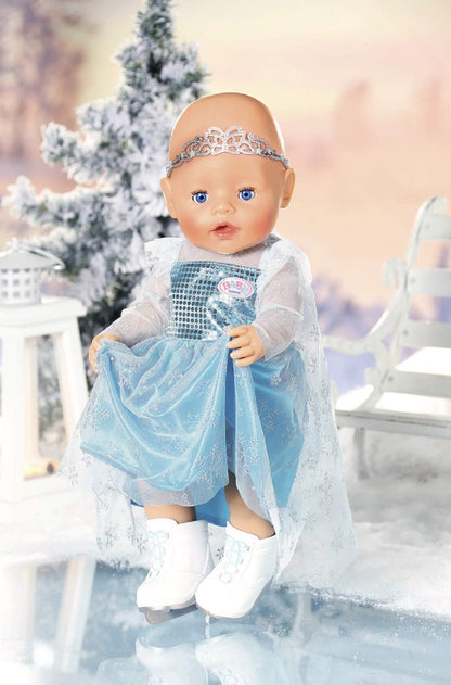 BABY Born & Ice Princess Set 43 cm - Blue doll dress for 43 cm dolls with silver tiara and doll ice skates, 832257, Zapf Creation