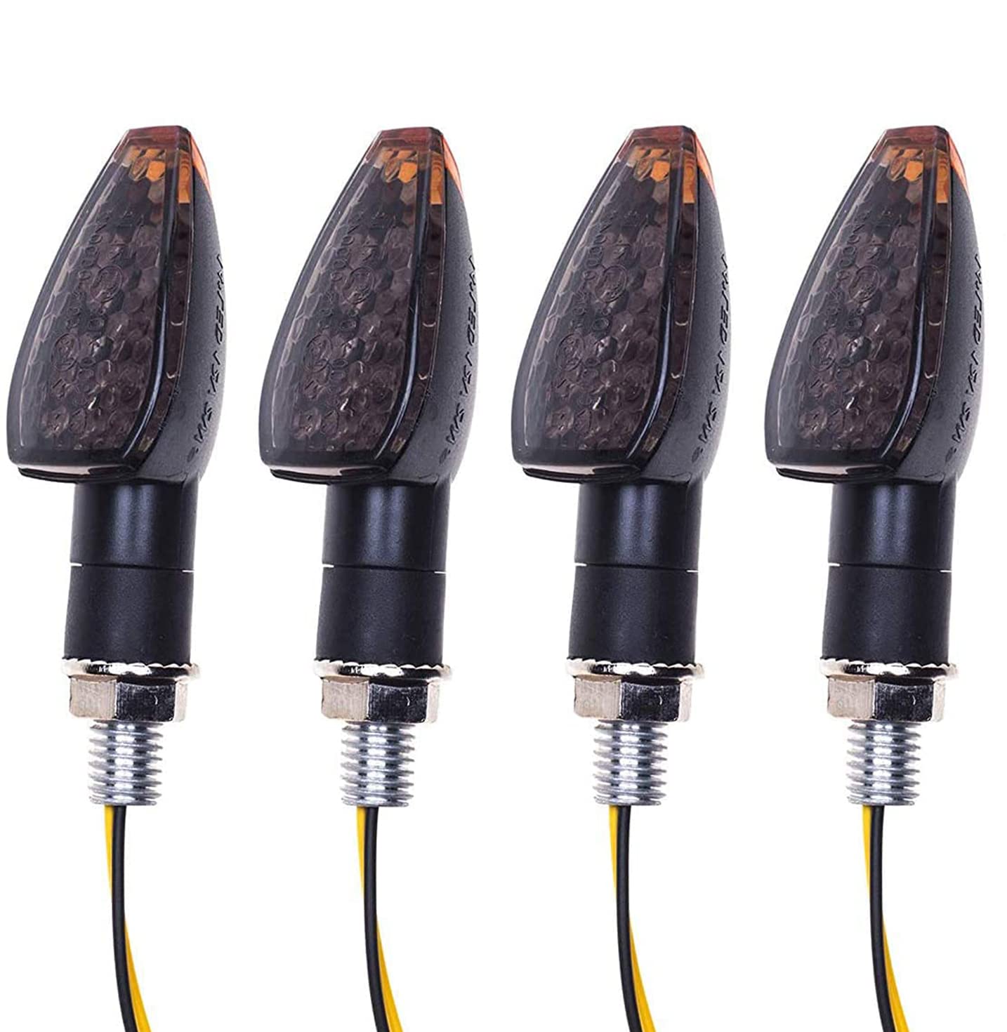 SFONIA 4pcs Motorcycle Turn Signal Lights, 12V 14LED Indicator Lights, E-marked Waterproof Universal Scooter Quad Cruiser Off Road (Smoke)