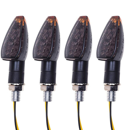 SFONIA 4pcs Motorcycle Turn Signal Lights, 12V 14LED Indicator Lights, E-marked Waterproof Universal Scooter Quad Cruiser Off Road (Smoke)