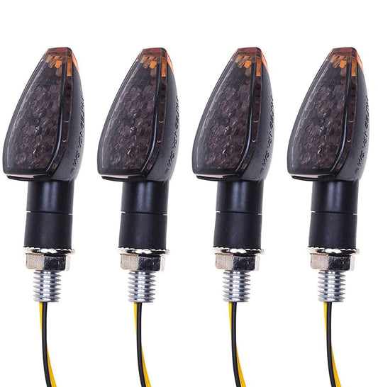 SFONIA 4pcs Motorcycle Turn Signal Lights, 12V 14LED Indicator Lights, E-marked Waterproof Universal Scooter Quad Cruiser Off Road (Smoke)