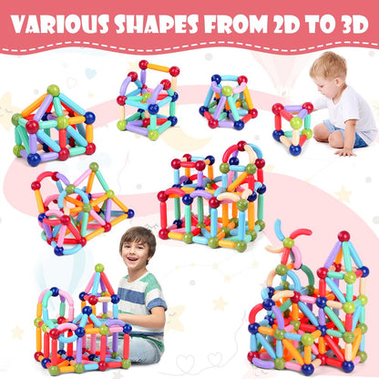 OSDUE 136 Pieces Magnetic Building Sticks Set, Magnetic Building Blocks, Magnet Toy Magnets Kids, Montessori Toy, Christmas Birthday Gift for 3 4 5 6 7 8 Years Old Boys Girls (Color)