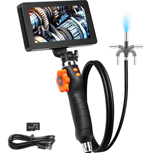 VEVOR Industrial Endoscope Digital Borescope Inspection Camera Endoscopic Camera 1080P HD with waterproof camera 6.4mm IP67 pipeline camera with 5-inch screen 0-180° bidirectional 4500mAh battery