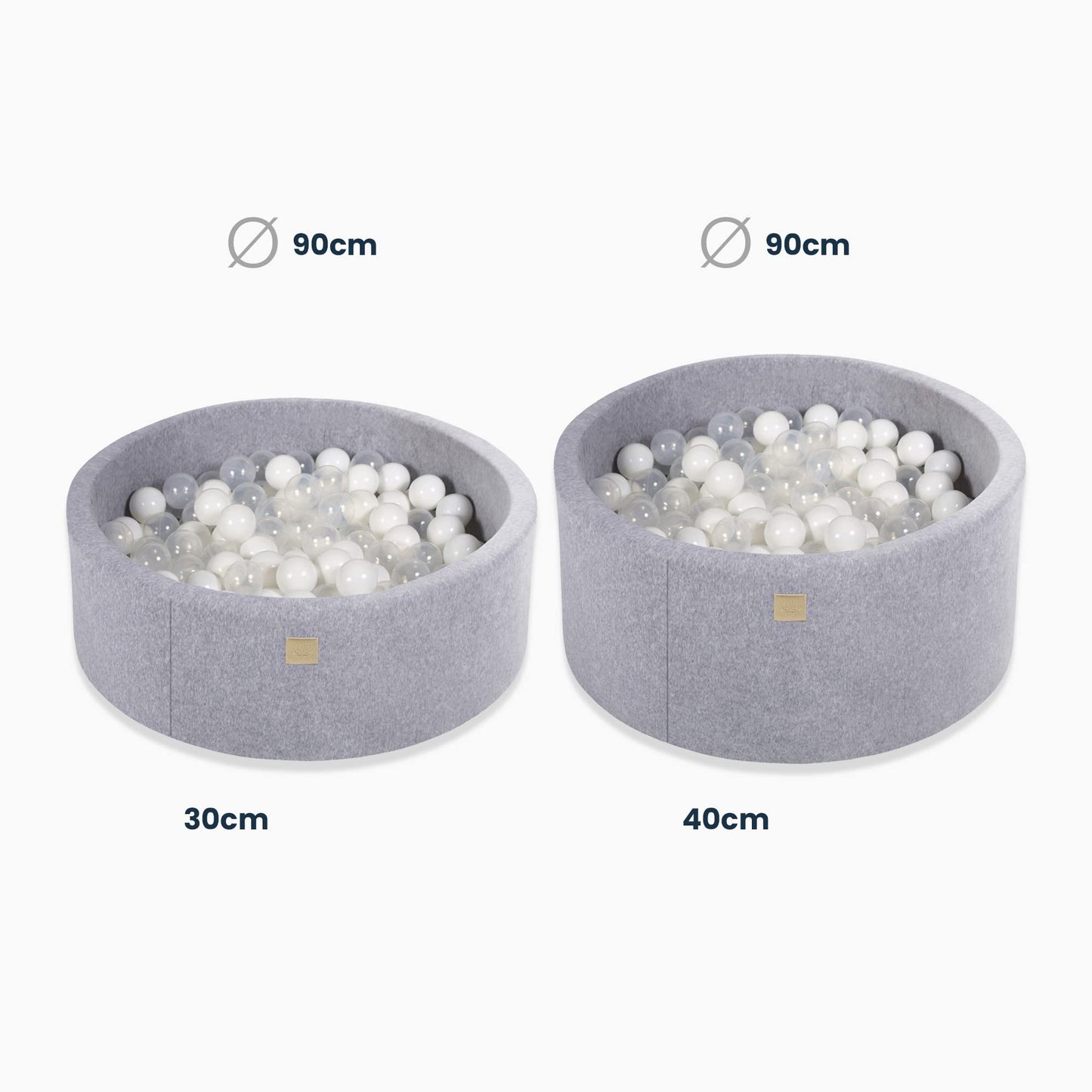 MEOWBABY Ball Pit 90x30cm Velvet - Ball Pit for Babies from 1 Year - Soft Foam Ball Pit for Kids with 200 Balls, Beige