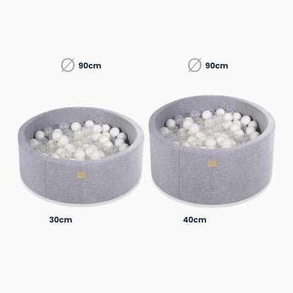 MEOWBABY Ball Pit 90x30cm Velvet - Ball Pit for Babies from 1 Year - Soft Foam Ball Pit for Kids with 200 Balls, Beige