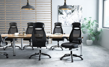 IntimaTe WM Heart Office Chair Ergonomic, Desk Chair with Foldable Armrests, Headrest and Lumbar Support, Mesh Executive Chair with Wheels, Black