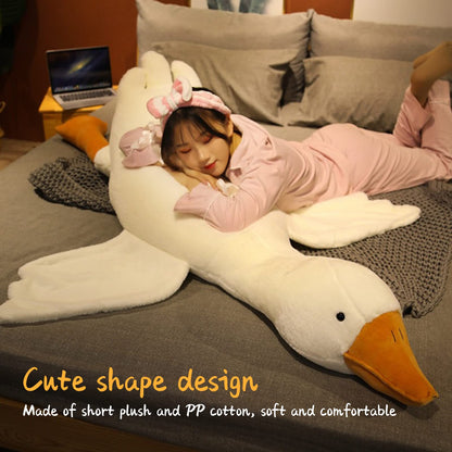 Tiiyee Goose plush toy, swan fabric plush Sweden Stuffed Toy Huge plush duck doll Soft plush toy Sleeping pillow cushion bed sofa floor toy birthday gift White 1.6M