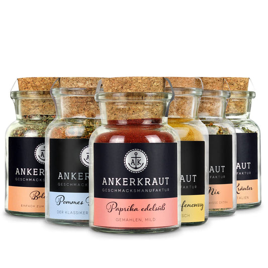 Anchor spice kitchen starter set with 6 spices, gift for men/women/anyone, kitchen basic starter kit, for housewarming & moving, cooking inspiration.