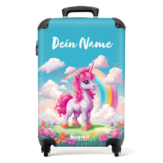 NoBoringSuitcases.com® Kids Suitcase for Girls - Suitcase for Kids Girls - Unicorn - Colorful - Children's Suitcase - Trolley - Hard Shell Kids Trolley - 55x40x20 - Photo Case - Personalized