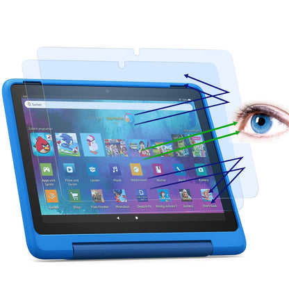 PYS Anti Blue Light Screen Protector for Fire HD 10/10 Kids Tablet. Anti-glare, scratch resistant, blue light blocking to protect eyes. 2 pieces only for 11th Generation 2021.