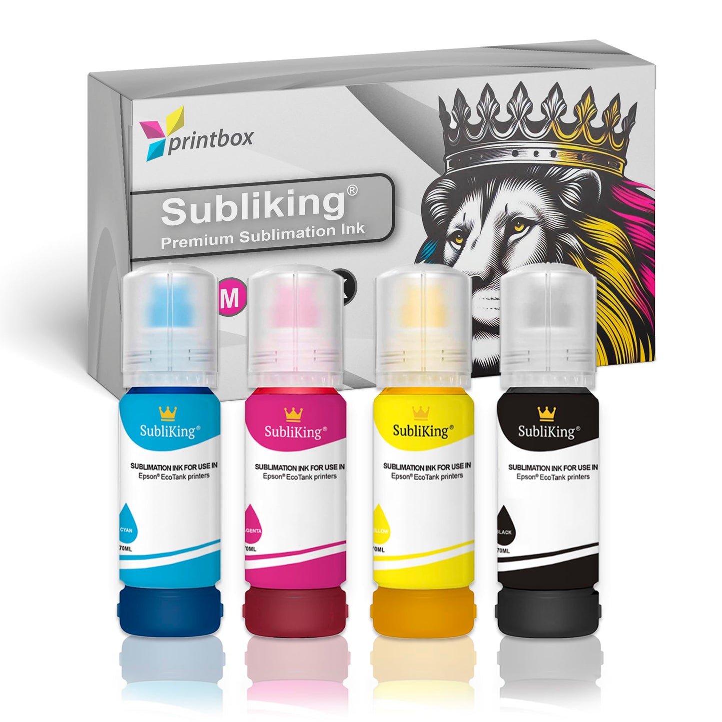 Sublimation ink with universal adapter for all EcoTank printers | Replaces Epson No. 101, 102, 103, 104, 105, 106, etc.