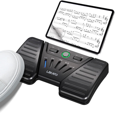 LEKATO Bluetooth Page Turning Pedal, Wireless Page Turner, Rechargeable Page Flipper for Smartphone Tablet Computer, 5 Modes, Wireless Foot Switch for Playing Instruments or Prompting