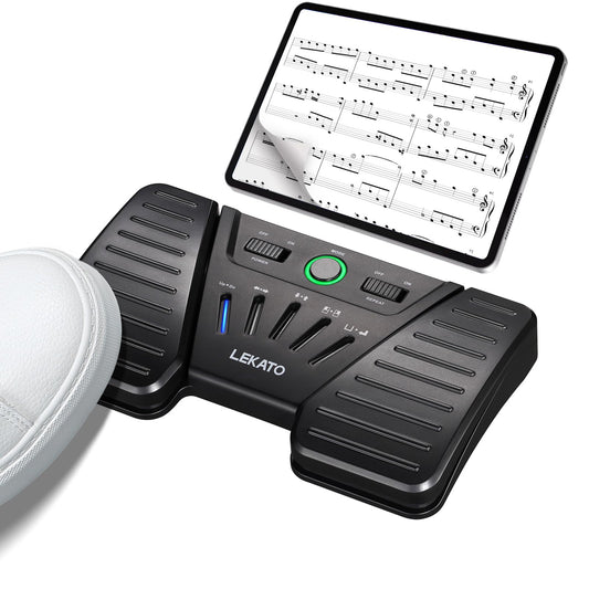LEKATO Bluetooth Page Turning Pedal, Wireless Page Turner, Rechargeable Page Flipper for Smartphone Tablet Computer, 5 Modes, Wireless Foot Switch for Playing Instruments or Prompting