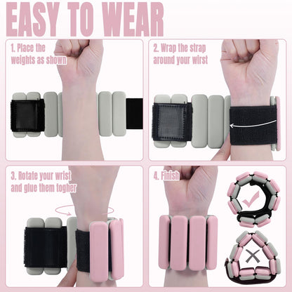 Sportneer Portable Weighted Ankle Straps - 2-pack (0.5 kg & 1 kg each) for men and women, ankle weight set for yoga, dance, aerobic, running, walking (Pink)