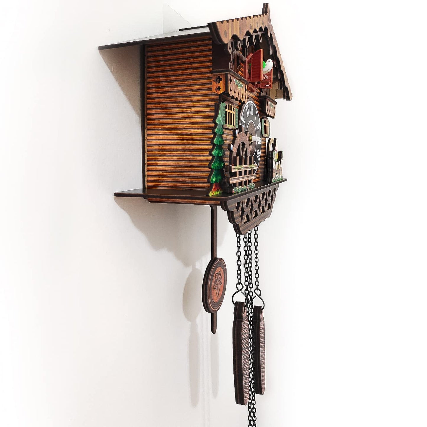 PIAOPIAO Cuckoo Clock, Black Forest Cuckoo Clocks Carved, Wooden House Scene Cuckoo Clock, Original with Cuckoo Call, Suitable for Living Room Bedroom Kitchen Restaurant Café Hotel Decoration