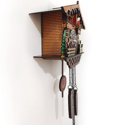 PIAOPIAO Cuckoo Clock, Black Forest Cuckoo Clocks Carved, Wooden House Scene Cuckoo Clock, Original with Cuckoo Call, Suitable for Living Room Bedroom Kitchen Restaurant Café Hotel Decoration