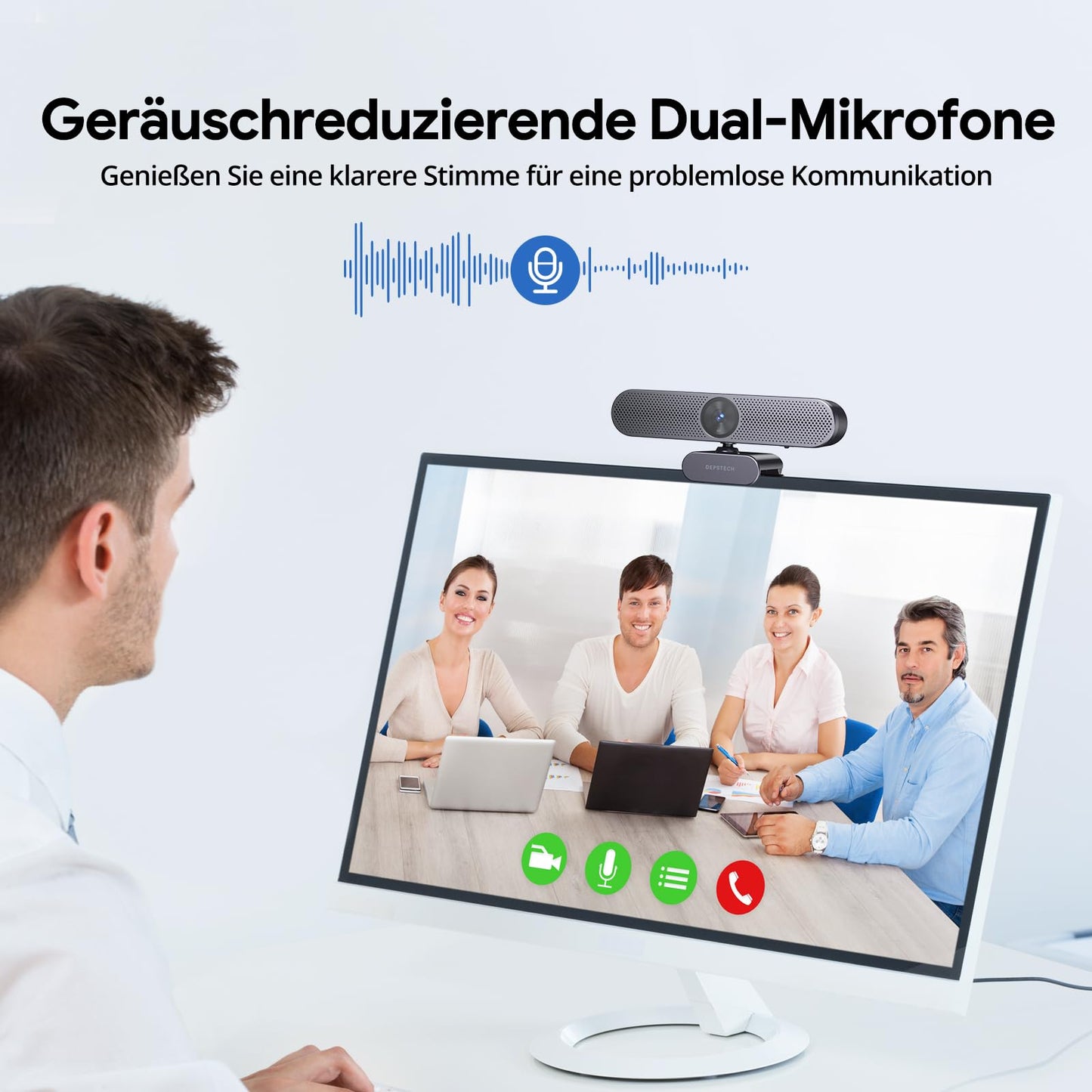 DEPSTECH DW50 Pro Webcam 4K, Ultra HD with Microphone, 3X Zoom, 1/2.55 Sony Sensor, Dual Mics with Noise Reduction, Remote Control, Autofocus Streaming Camera for PC Laptop Mac, Teams