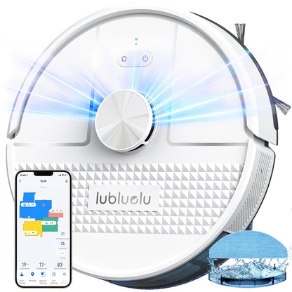 Lubluelu 3-in-1 robot vacuum with mopping function, 4500Pa suction power, laser navigation, anti-blocking technology, 150 min runtime, APP control, 24 No-Go zones (White)