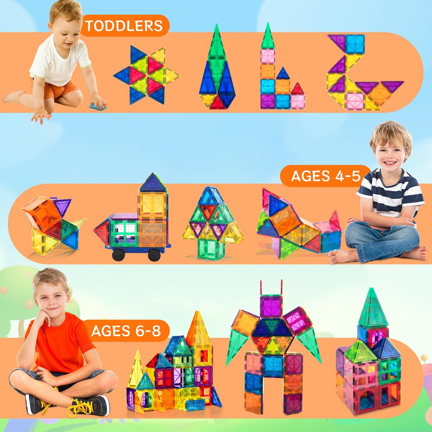 AQXONG 70 Pcs Magnetic Building Toys, Colorful Magnetic Building Blocks Toy, Educational Building Blocks Toy, Construction Toy for Kids, Suitable for Boys and Girls aged 3 years and up.