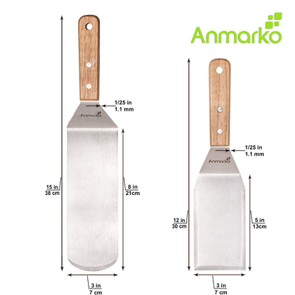 Exclusive stainless steel BBQ flipper set - high-quality grill utensils for burgers & steaks - includes spatula and tongs for indoor and outdoor cooking.