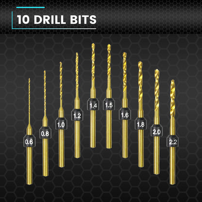 ARROWMAX Mini Electric Drill 13 in 1 with Aluminum Case, Cordless, Rechargeable, 600 RPM, Pin Vise Hand Drill Set, 10 HSS Drill Bits, DIY, Wood, Jewelry Making (SDS MINI 22)