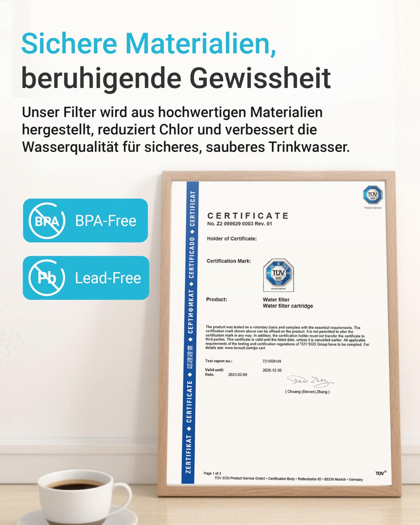 AQUA CREST water filter replacement for Brita® Intenza; Siemens® TZ70033, TCZ7003, EQ. Series; Bosch® 12008246 - including various models from Neff® & Gaggenau®, reduce PFAS, PFOA/PFOS (6).