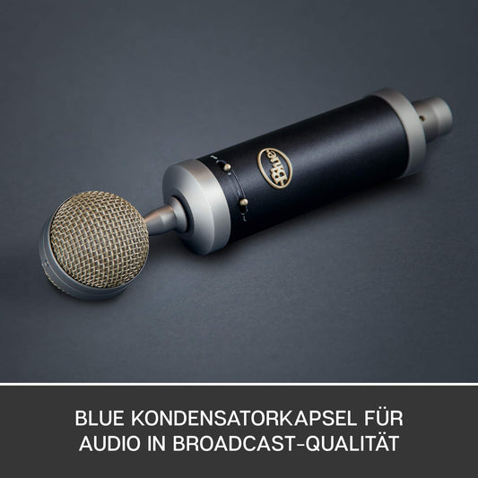 Blue Baby Bottle SL XLR condenser microphone for recording and streaming, with large diaphragm capsule, wooden storage box, and shock mount - Black
