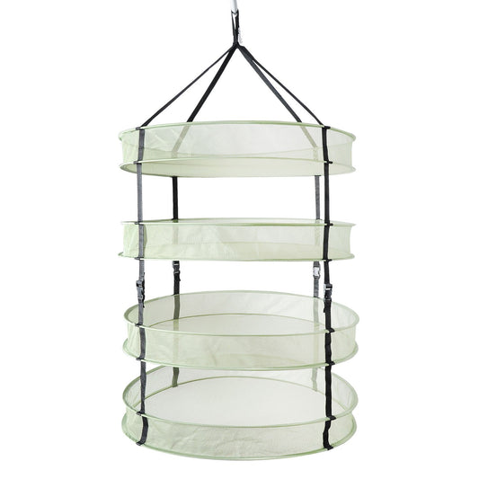 iPower Herb Drying Net, 4 layers, green mesh, with foldable heavy rings, collapsible, hydroponic plant buds, sturdy hanging net