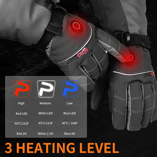 PROSmart Heated Gloves for Men Women: Electric Waterproof Bike Motorcycle Hand Warmers with Battery for Outdoor Winter Skiing Hiking