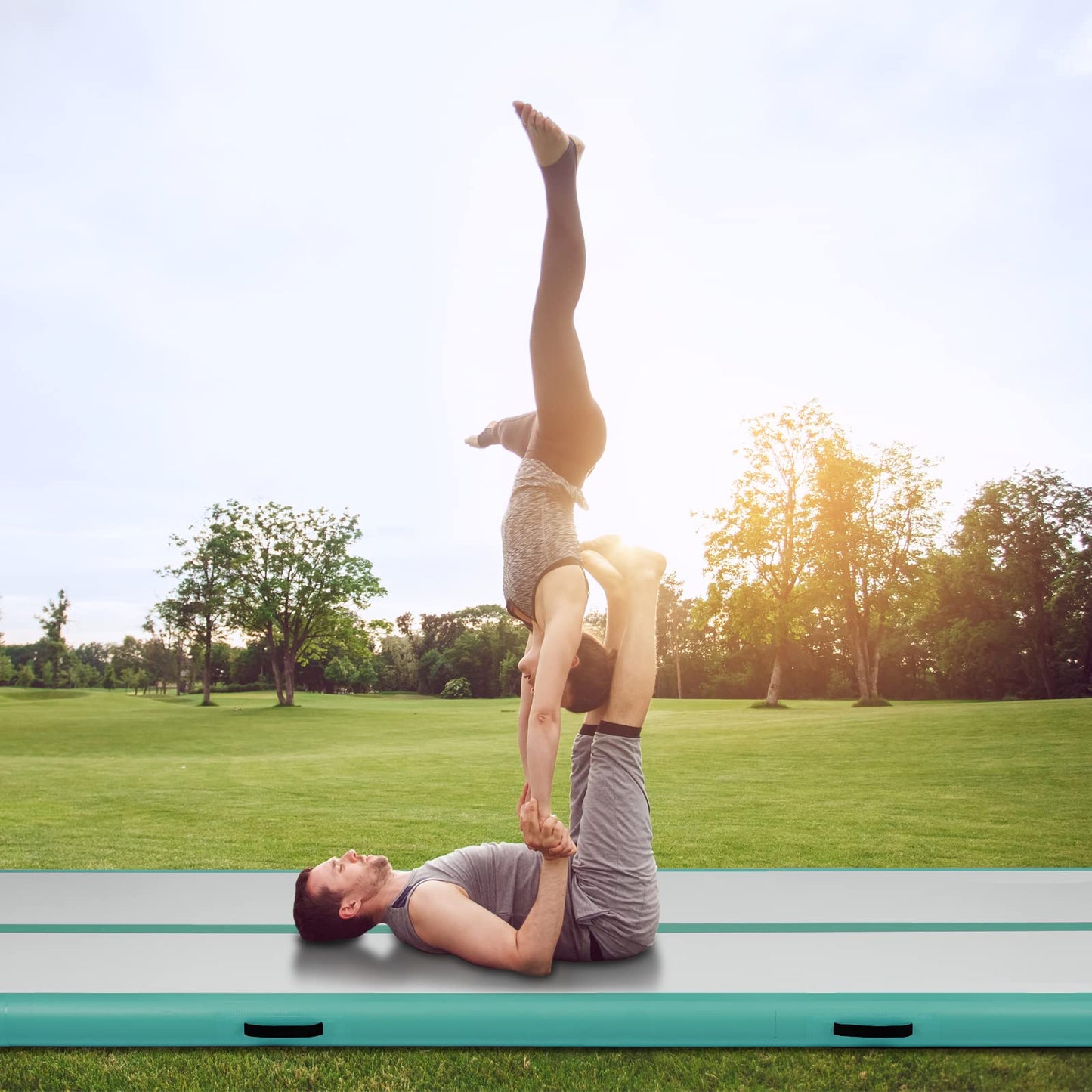 VENDOMNIA Airtrack Mat, inflatable gymnastics mat in 10/20cm height, available in 1/2/3/4/5/6/7/8m length, with electric pump & bag. Perfect for tumbling, training, fitness, sports, and yoga.