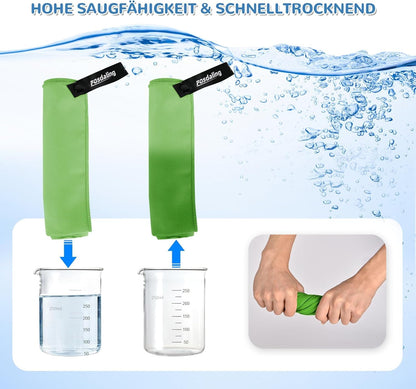 Fosdaling Microfiber Towel 3 Pack - Large 200 * 100cm & 2 Small 80×40cm, Quick Dry Microfiber Sports Towel, for Travel, Bath, Fitness & Sport towels and Beach Towel (Green)
