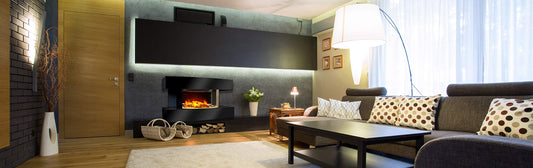 CHEMIN'ARTE Electric Fireplace - Wall Mounted Electric Fireplace - Medium Lounge with 2000W Heating - Black - Fireplace Decor - with Remote Control - LED Flame Effect