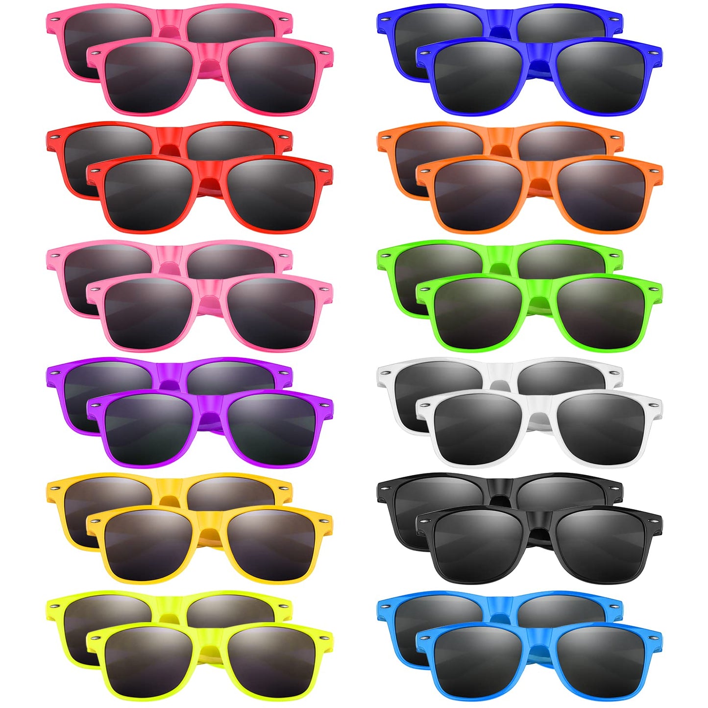 Buoyeye 24 Piece Kids Sunglasses Neon Boys Girls Children Party Favor Bag Filler Beach Pool Birthday Party/Boys Girls Birthday Party Accessories (12 Colors)