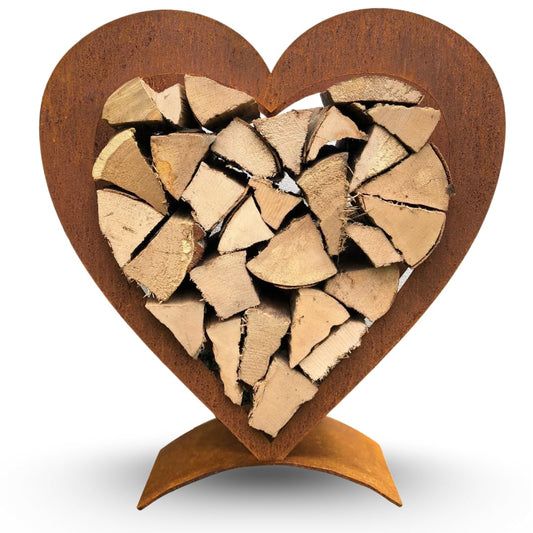 Terma Rust Heart Firewood Rack Height 60 cm Made in Germany great decoration for outdoor and indoor wood rack Garden Heart Wood decor Metal Heart for firewood rust hearts for garden.