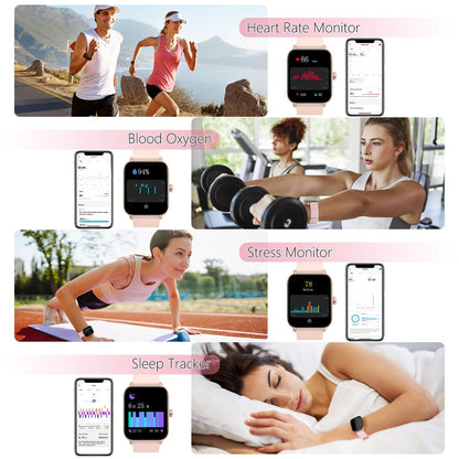 Loddery Smartwatch for women with phone function 1.85" touchscreen fitness watch with Alexa IP68 waterproof smart watch integrated pedometer heart rate monitor, message notifications, 100+ sports modes