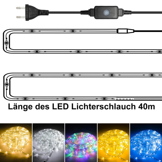 Cecaylie LED light tube outdoor indoor, 40M 960 LEDs warm white light tube with timer and 8 modes waterproof string lights outdoor and indoor, for party wedding Christmas decoration