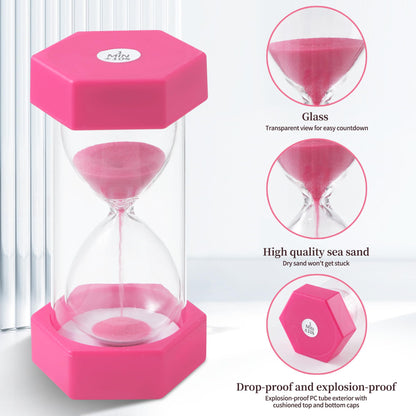 6 colorful hourglasses for kids, Colorful hourglass set 1/3/5/10/15/30 minutes, Timing hourglasses for kids' daily life, learning, game timing.