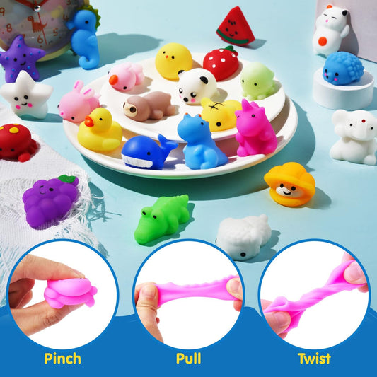 JOYIN Mochi Squishy Toy Set, 50 Pack Mini Mochi Party Favors for Kids Birthday 3 Years and Up, Kawaii Squishy Goodies for Kids Birthday, Small Gifts for Children, Advent Calendar Fillings for Kids