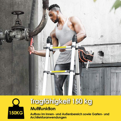 Owlike 4.4M Telescoping Ladder - Non-slip Multifunctional Ladder 150 kg Load Capacity - Aluminum Ladder Household ladder for house repairs decoration wall painting - Extendable Stepladder - Foldable Ladder