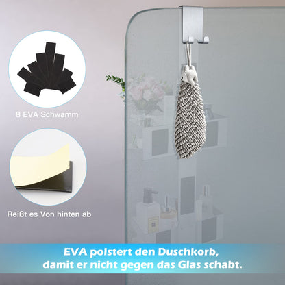 Uuleever hanging shower caddy, stainless steel SUS304, no drilling for frameless glass door, shampoo holder for shower (Style A - Silver).