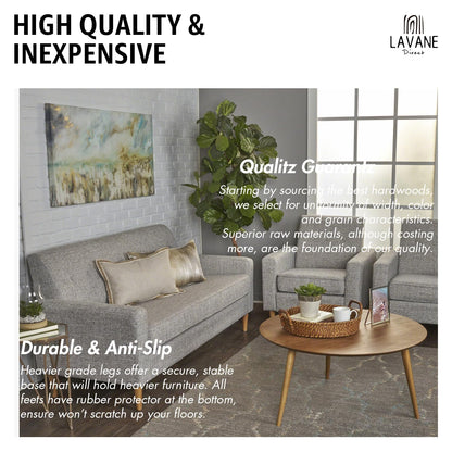 The La Vane 4pcs Solid Wood Furniture Legs - Cone Shaped Table Legs Replacement (Height: 20cm) with M8 Threaded Bolt, Mounting Plates - For Sofa, Bed, Cabinet, Couch, Ottoman & Tables - Easy to install.