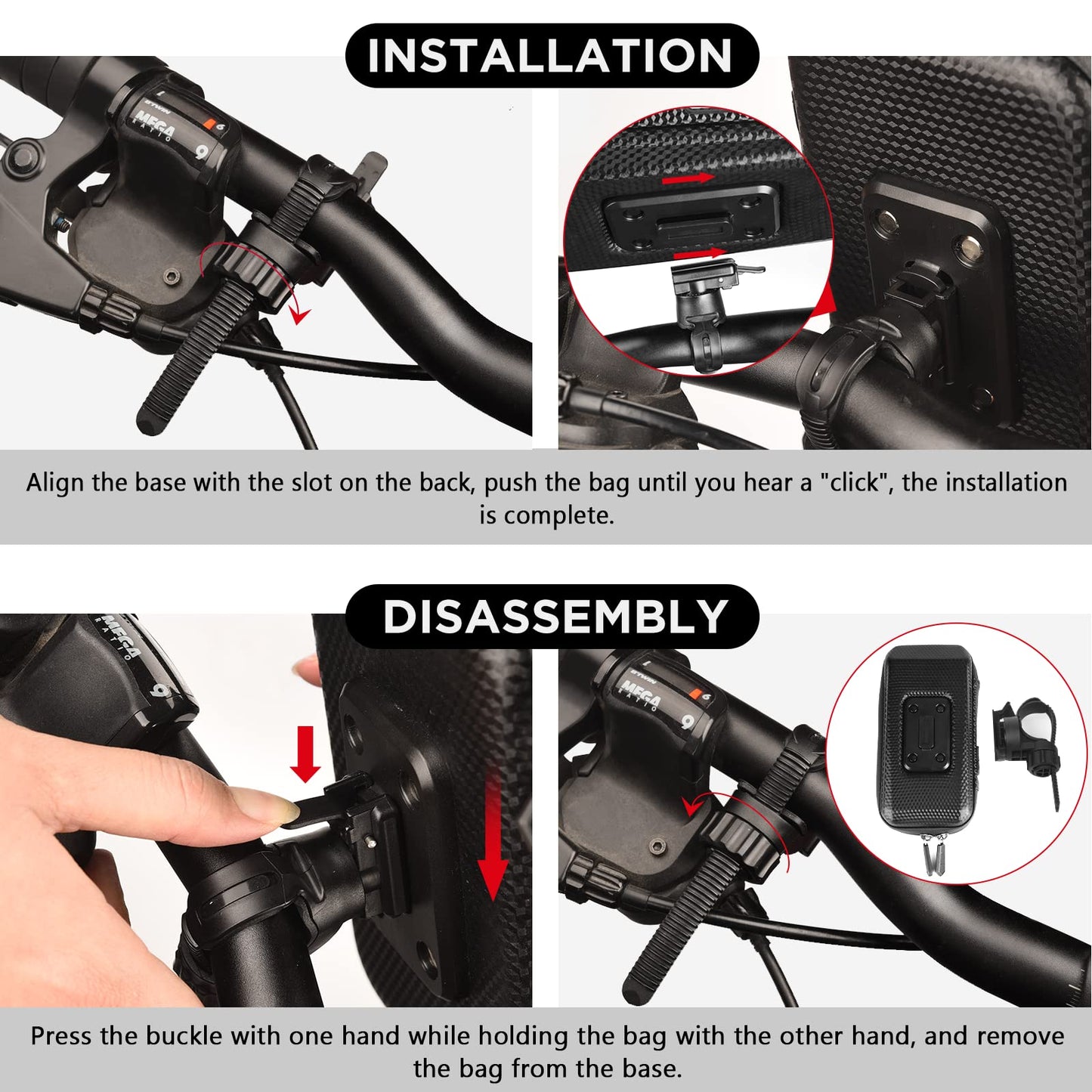 Vitalismo Waterproof Phone Holder Bike Handlebar Bag with 360° Rotatable Bike Mount for 7 Inch Smartphone GPS with Rain Cover.
