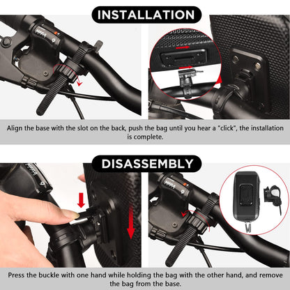 Vitalismo Waterproof Phone Holder Bike Handlebar Bag with 360° Rotatable Bike Mount for 7 Inch Smartphone GPS with Rain Cover.