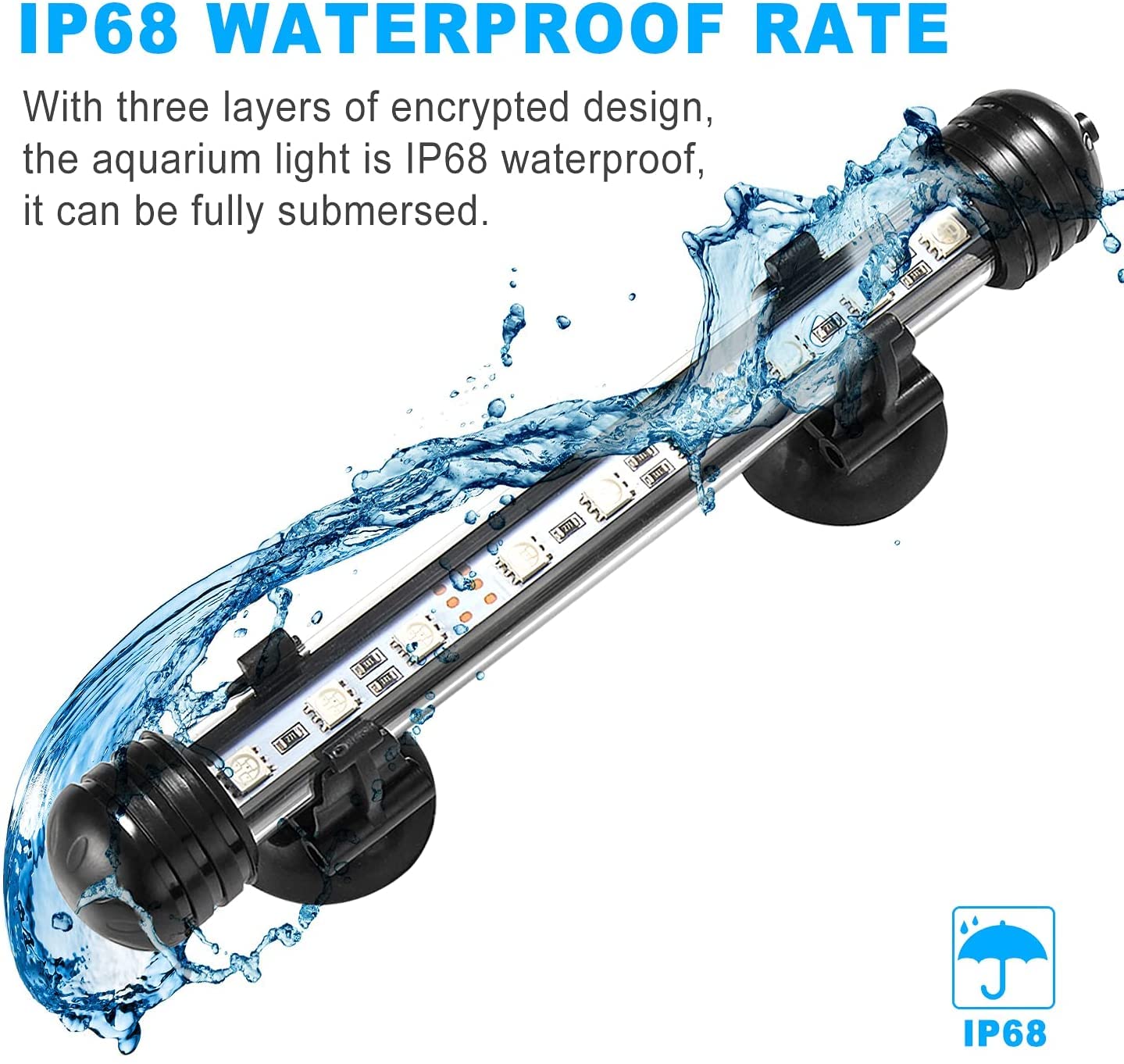 GreenSun aquarium lamp, aquarium lighting, LED aquarium light with app remote control, RGB multicolor, IP68 waterproof, for freshwater aquarium light 28cm