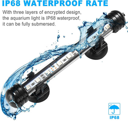 GreenSun aquarium lamp, aquarium lighting, LED aquarium light with app remote control, RGB multicolor, IP68 waterproof, for freshwater aquarium light 28cm