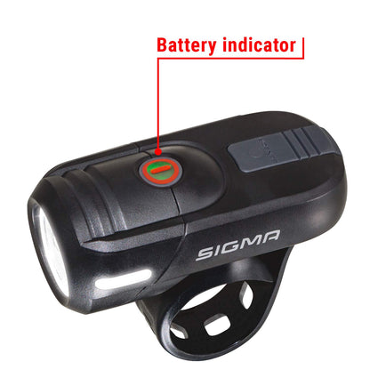 SIGMA LED bike light set Aura45/Nugget II with 45/15 lux | Rechargeable & splash-proof | Tool-free installation | 6-21h battery life | Front and rear bike lights LED set.