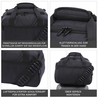 Aerolite 40x30x20cm Ryanair and Wizz Air Maximum Size Under Seat Cabin Bag, Foldable Premium Carry-On Bag, Small Lightweight Ryanair Carry-On Bag 40x30x20, Black