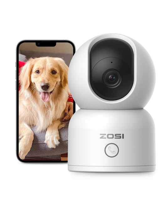 ZOSI 2K WiFi Indoor Surveillance Camera, 360° Rotatable Camera for Baby, 2.4/5GHz WiFi, AI Person Detection, Auto-Tracking, One-Touch Call, C518.
